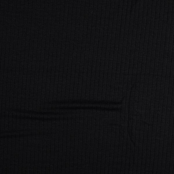 Rippenjersey - uni, schwarz